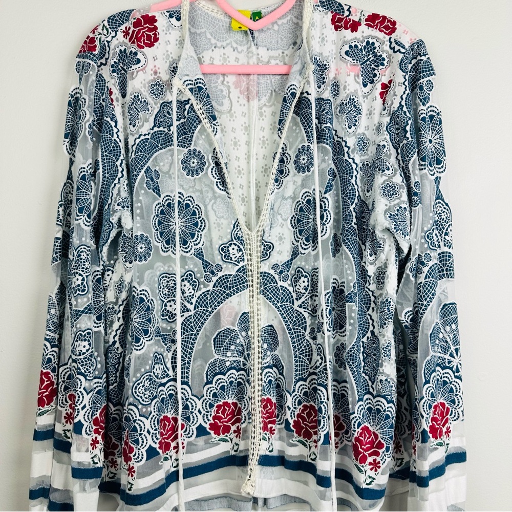 FARM Rio Blue and Red Patterned Blouse - Picture 6 of 15